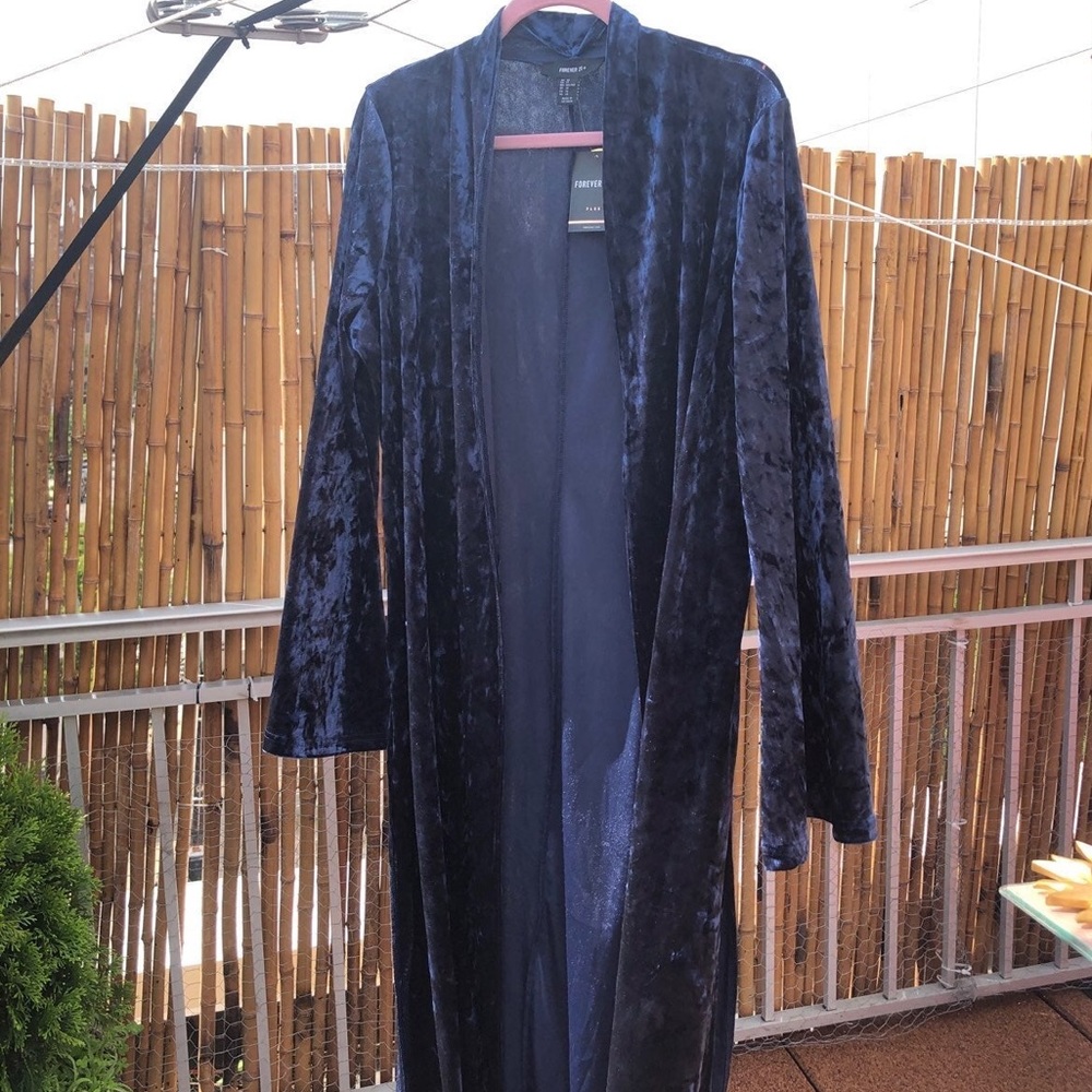 Crush velvet blue cardigan